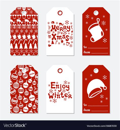 Christmas and new year gift tags cards xmas set Vector Image