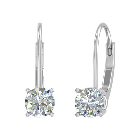 FINEROCK - 3/4 Carat Diamond Leverback Drop Earrings in 10K White Gold - IGI Certified - Walmart ...
