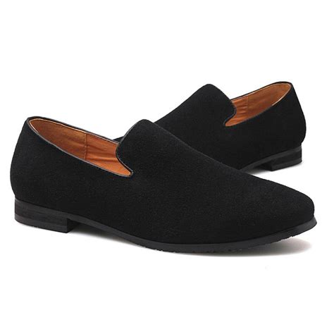 Black Suede Dapper Mens Prom Loafers Dress Shoes Loafers