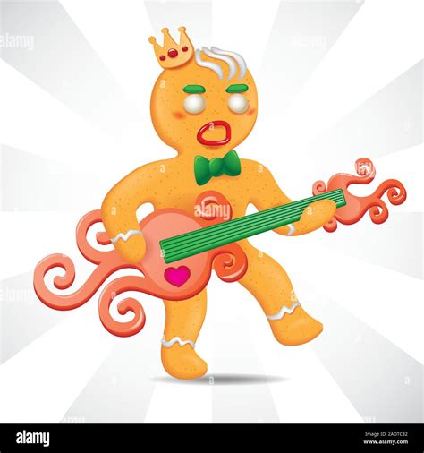 The gingerbread man Christmas gingerbread character playing the guitar ...