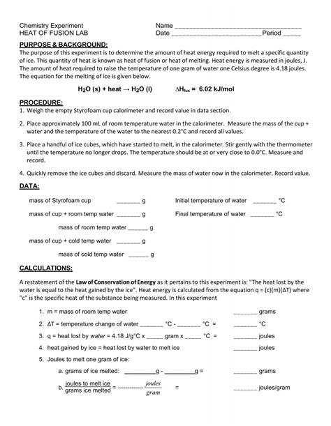 HEAT OF FUSION LAB - Page