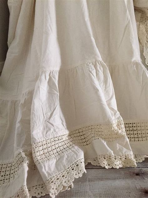 Pine Cone Hill Queen Bed skirt , Dust Ruffle ~ Crochet Lace Dust Ruffle, Bedskirt ~ Chic, Off ...