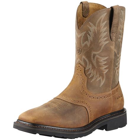 Men's Ariat® 10" Sierra Wide Square Steel Toe Cowboy Boots - 282346, Cowboy & Western Boots at ...