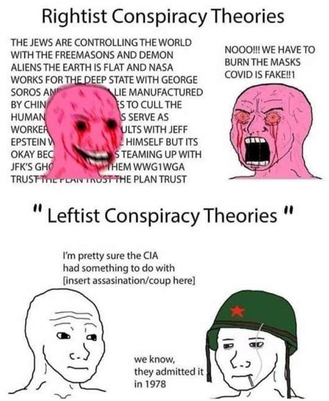 Rightist Conspiracy Theories vs Leftist "Conspiracy Theories" : r/DankLeft