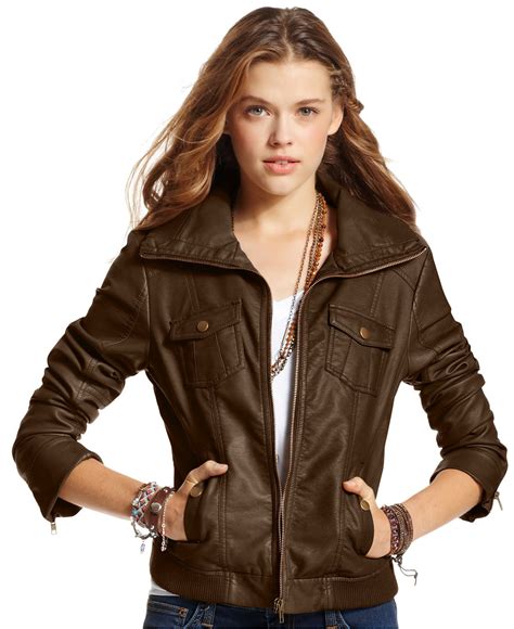 Womens Brown Faux Leather Jackets New York Company | Fashion's Feel ...