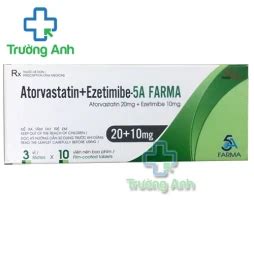 Atorvastatin + Ezetimibe- 5A Farma 20+10mg - Trị tăng Cholesterol