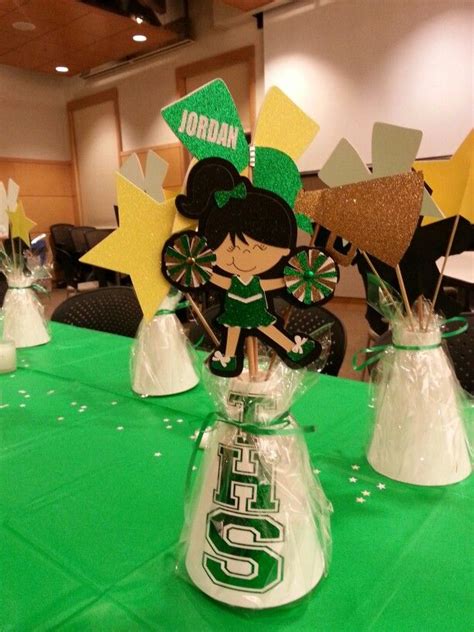 Cheer banquet centerpieces | Cheer party, Cheer banquet, Cheerleading party decorations