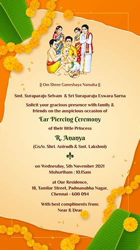 Share more than 84 earring ceremony invitation latest - 3tdesign.edu.vn