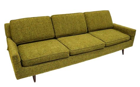 Mid-Century Modern Green Upholstered Sofa