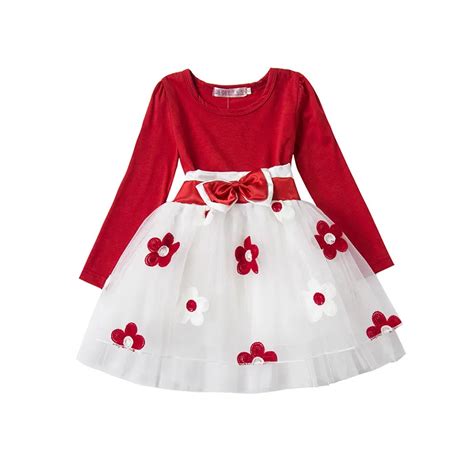 Autumn Winter Baby Girl Boutique Clothing Flower Toddler Girls Red ...