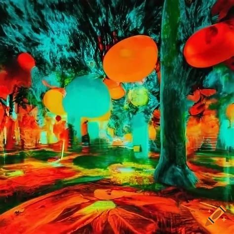 Colourful teamlab installation on Craiyon