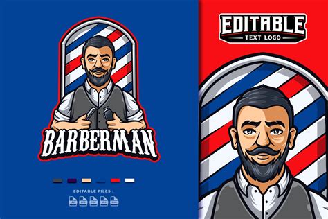 Barber man Mascot Logo | Branding & Logo Templates ~ Creative Market