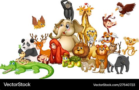 Many animals on white background Royalty Free Vector Image