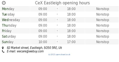 CeX Eastleigh opening times, 82 Market street