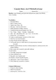 Jack Whitehall stand-up comedy Worksheet - ESL worksheet by XiaMa