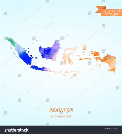 Hand Drawn Watercolor Map Indonesia Isolated Stock Vector (Royalty Free ...