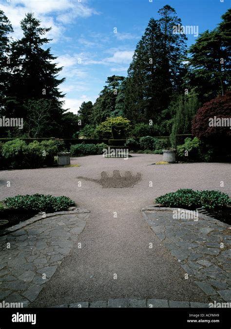 mount stewart, county down, northern ireland, formal garden showing the emblems of the four ...