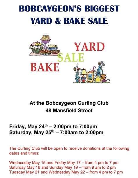 Bobcaygeon Curling Club Yard and Bake Sale — Visit Bobcaygeon