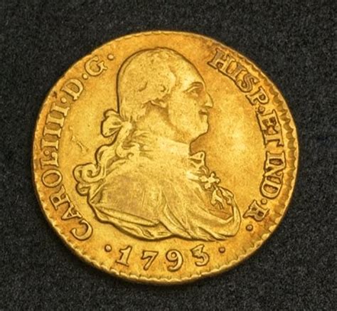 Spanish Gold Coins Escudo Gold Coin of 1793 Charles IV King of Spain