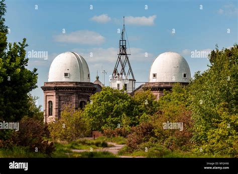 View of Bidston Observatory from Bidston Hill. The observatory is a grade-II listed building ...