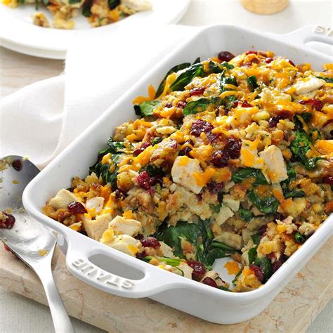 Turkey & Spinach Stuffing Casserole Recipe | Taste of Home