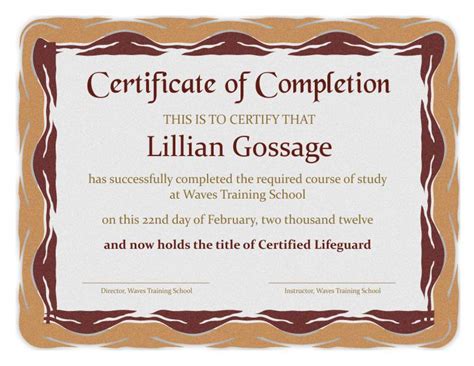 Certificate of Completion Templates