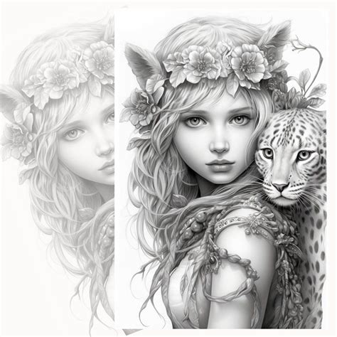 32 Wild Fairy Sweeties Colouring Book, Adults Instant Download Grayscale Colouring Book ...