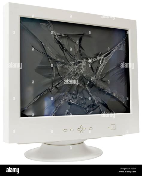 Broken CRT computer monitor isolated with clipping path Stock Photo - Alamy