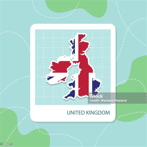 Stickers Of Uk Map With Flag Pattern In Frame Stock Illustration ...