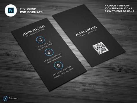 Dark Black Vertical Business Cards | Business Card Templates ~ Creative Market