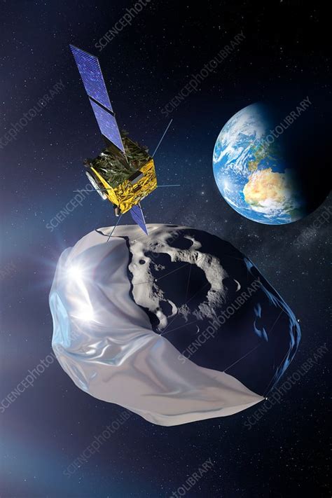 Asteroid deflection mission, illustration - Stock Image - C037/7979 - Science Photo Library