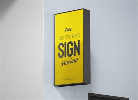 Rectangle Wall Mounted Sign Mockup | Free PSD Templates