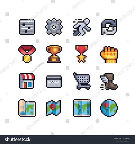 Pixel Art Icons Set Phone Interface Stock Vector (Royalty Free ...