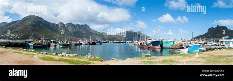 Boats in the picturesque Hout Bay Harbour, Hout Bay, Cape Town, South ...