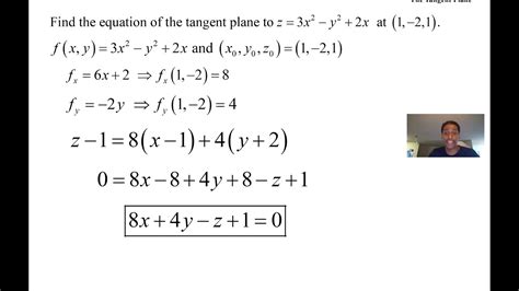 Tangent Planes Video 2 of 4 Two Calculation Examples - YouTube