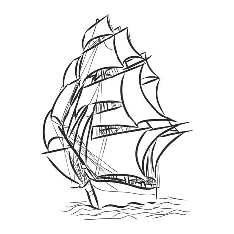 sailing ship vector sketch 17050348 Vector Art at Vecteezy