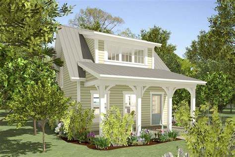 Plan 765015TWN: 1-Bed Cottage House Plan with Front and Back Outdoor ...