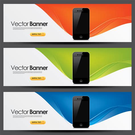 3 iPhone web banners - Vector download