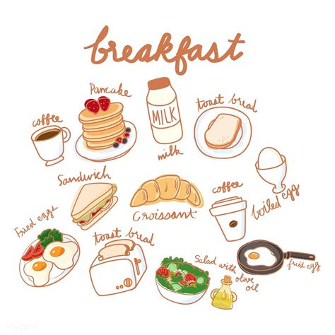 Illustration drawing style of food collection | Food drawing, Cute food drawings, Food illustrations