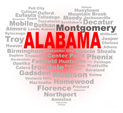 Alabama Heart Digital Art by Bigalbaloo Stock - Fine Art America