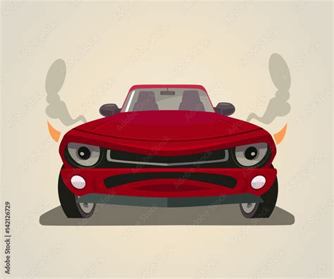 Sport red car. Front view. Vector flat cartoon illustration Stock Vector | Adobe Stock