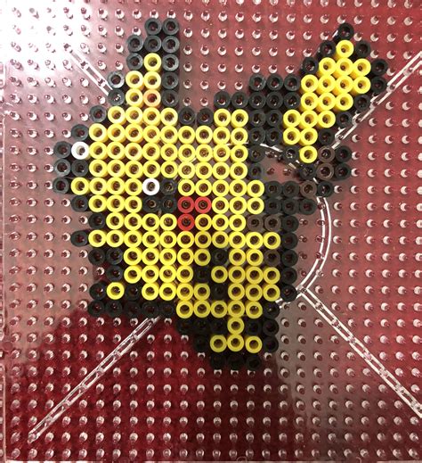 Pikachu hama beads Pikachu Hama Beads, Enamel Pins