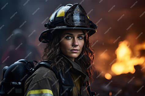 Premium AI Image | A woman wearing a firefighter uniform