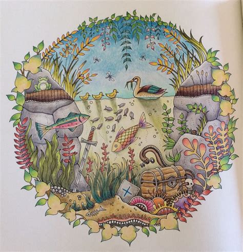 Enchanted Forest coloring book by Johanna Basford: the duck pond ...