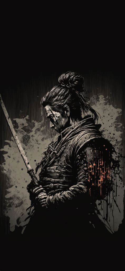 Samurai Black Art Wallpaper - Samurai Aesthetic Wallpaper iPhone