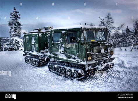 Bandvagn 206, tracked vehicle, snow chains, ice Stock Photo - Alamy