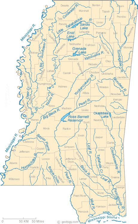 Mississippi River State Map - Almeda Malissia