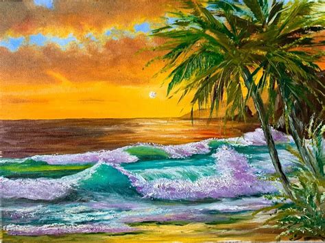 oil painting, ocean sunset | Landscape artist, Landscape art, Painting