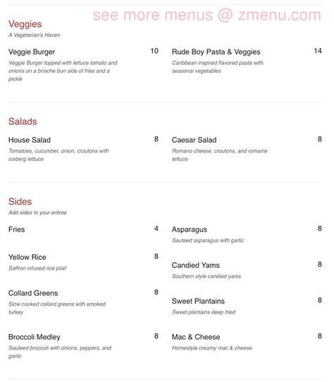 Menu at Red Velvet Restaurant, Baldwin