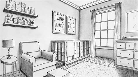 Drawing in Two Point Perspective| Nursery Room | Timelapse - YouTube ...